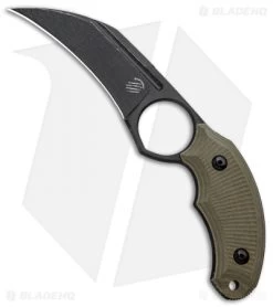 Bastinelli Creations HARPY Karambit Fixed Blade OD Green (3.25" Black SW)