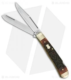 Boker Plue Double Lock Trapper Pocket Knife Jigged Bone (3.25 Satin) 01BO206