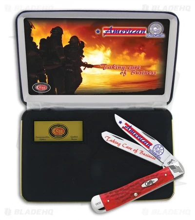 Case American Firefighter Trapper Pocket Knife 4.125" Red Bone (6254SS) AFF 3 Case American Firefighter Trapper Pocket Knife 4.125" Red Bone (6254SS) AFF