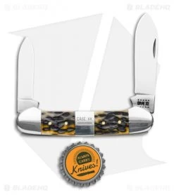 Case Knives Canoe Pocket Knife 3.6" Olive Jigged Bone Standard Jig (62131 SS) -Knife Shop Case Cutlery Canoe Olive Bone 21514 BHQ 115046 LS Bottlecap