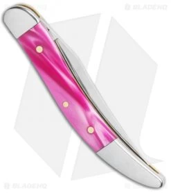 Case Small Texas Toothpick 3.00" Pink Pearl Kirinite (1010096 SS) -Knife Shop Case Cutlery Pink Pearl Kirinite Smoot 17862 BHQ 116168 LS Side