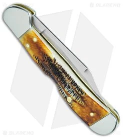 Case Mini CopperLock Knife 3.6" Case 6.5 BoneStag (6.51749L SS) 65327 -Knife Shop Case Mini Copperlock BoneStag SS BHQ 140680 jr side