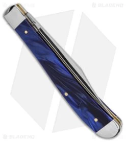 Case Slimline Trapper Knife 4.1" Blue Pearl Kirinite (101048 SS) 23445 -Knife Shop Case Slimline Trapper Knife 4in Blue Pearl Kirinite BHQ 140645 td side