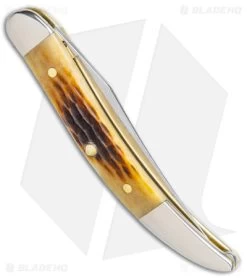 Case Small Texas Toothpick Knife 3" Rogers Corn Cob Jig (610096 SS) 52837 -Knife Shop Case Small Texas Toothpick 3in Rogers Corn Cob Jig SS BHQ 123432 jr side