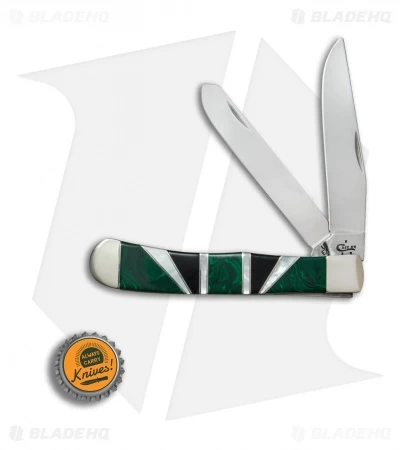 Case Trapper Knife 4.125" Exotic Green Malachite (EX254 SS) 11150 4 Case Trapper Knife 4.125" Exotic Green Malachite (EX254 SS) 11150 - Image 2