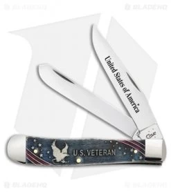 Case US Veterans Trapper Knife 4.125" Red, White, Blue Bone (6254 SS) 16300