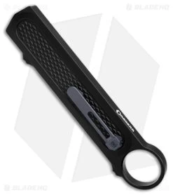 Daggerr Knives Mermaid Double Action OTF Knife Black (3.5" Satin VG10) -Knife Shop Dagger Koshei Slim Double Action OTF Knife Black 3in Satin D2 BHQ 178548 td side