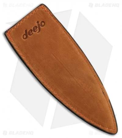 Deejo 27g Natural Leather Sheath W/ Orange Stitching 3 Deejo 27g Natural Leather Sheath W/ Orange Stitching