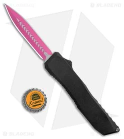 EOS Harpoon OTF Auto Dagger Knife Black Al/Ti (3.75" Pink/Satin 20CV) -Knife Shop EOS Harpoon OTF Auto Black Pink BHQ 169133 jr bottlecap
