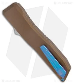 EOS Harpoon OTF Automatic Knife Tanto Bronze Alum/Blue (3.75" Two-Tone) -Knife Shop EOS Harpoon OTF Auto Tanto Bronze Aluminum Blue Black BHQ 176939 jr side
