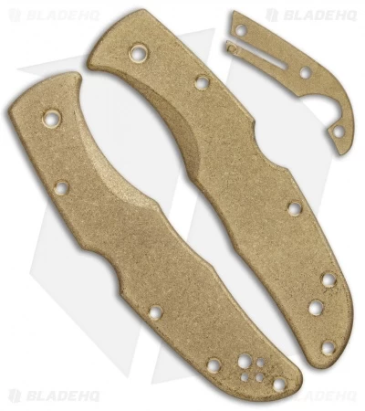 Flytanium Custom Brass Scale Kit For Spyderco Endura - Stonewash 3 Flytanium Custom Brass Scale Kit For Spyderco Endura - Stonewash