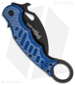 Fox Karambit Folding Knife Blue Twill G-10 (3" Black) 479BLT -Knife Shop Fox Karambit Blue Twill G10 Black BHQ 138463 td side