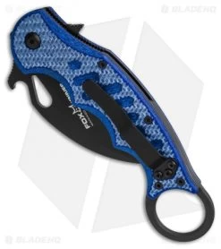 Fox Karambit Folding Knife Blue Twill G-10 (3" Black) 479BLT -Knife Shop Fox Karambit Blue Twill G10 Black BHQ 138463 td spine