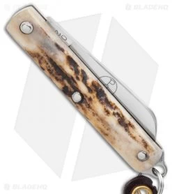 GEC #05 Keychain Knife Sambar Stag (1.5" Plain) -Knife Shop GEC 05 Keychain Knife Sambar Stag 1.5 Plain BHQ 134546 LS Side