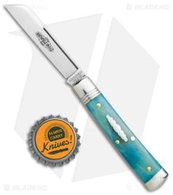 GEC Northfield UN-X-LD Wharncliffe Pocket Knife Blue Camel Bone (3.75" Satin) 9 GEC Northfield UN-X-LD Wharncliffe Pocket Knife Blue Camel Bone (3.75" Satin) -Knife Shop GEC Northfield UN X LD Blue Smooth Camel Bone BHQ 139752 jr bottlecap