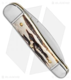 GEC Tidioute Cutlery Little Rattler Traditional Knife Sambar Stag (2" Satin) -Knife Shop GEC Tidioute Cutlery Little Rattler Traditional Pocket Knife Sambar Stag BHQ 119369 LS Side