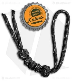 Tallen Knotted Paracord Lanyard - Black/Reflective White -Knife Shop Grindwox Knotted Paracord Lanyard Black Reflective White BHQ 71140 jr bottlecap