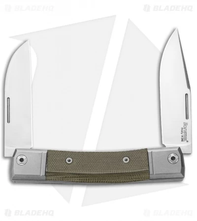 LionSteel BestMan 2-Bladed Traditional Knife Green Micarta (2.88" Satin) BHQ 3 LionSteel BestMan 2-Bladed Traditional Knife Green Micarta (2.88" Satin) BHQ