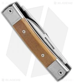 LionSteel BestMan 2-Bladed Traditional Knife Natural Micarta (2.88" Satin) -Knife Shop LionSteel BestMan 2 Bladed Tradition SJ Natural Micarta Satin BM13 CVN BHQ 94387 jr side