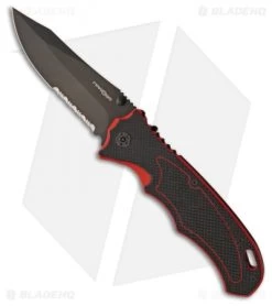 MARSER Kampfer 9 Liner Lock Knife Black/Red G-10 (4" Black Serr 8Cr14MoV)