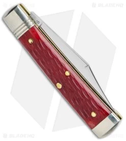GEC Northfield UN-X-LD Clip Point Pocket Knife Red Jigged Bone (2.6" Satin) -Knife Shop Northfield UN X LD 1095 Carbon Steel Garnet Jigged Bone Red Satin BHQ 139482 jr side