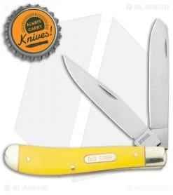 Old Timer Gunstock Trapper Knife 3.875" Yellow 94OTY -Knife Shop Schrade Old Timer Gunstock Trapper Yellow BHQ 22187 jr bottlecap