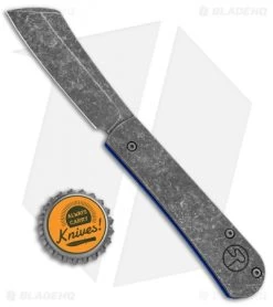 Serge Panchenko Custom Slip-Joint Cleaver Titanium/Blue G-10 (2.6" Stonewash) -Knife Shop Serge Panchenko Custom SJ Cleaver Blue G 10 Ti SW BHQ 85882 jr bottlecap