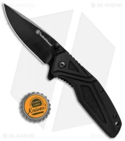 Smith & Wesson Liner Lock Folding Knife Black (3" Black) 1084308 -Knife Shop Smith Wesson LL Black Black 1084308 BHQ 80713 jr bottlecap
