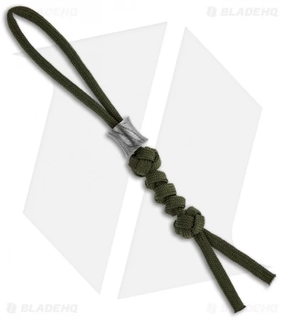 Tallen Concave Damascus Bead W/ OD Green Paracord Lanyard 3 Tallen Concave Damascus Bead W/ OD Green Paracord Lanyard
