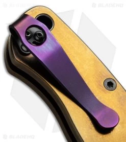 Lynch Northwest Short Titanium Spyderco Pocket Clip (Sandwashed) NW -Knife Shop lynch ti anodized purple pocket clip detail cm