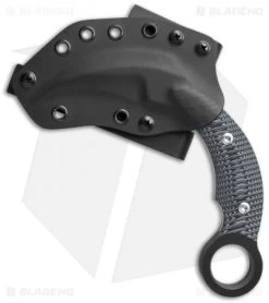 Mil-Tac Jerry Hossom Karambit Fixed Blade Black/Gray G-10 (3.25" Satin) -Knife Shop mil tac milkbg sheath cm
