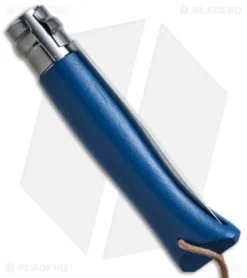 Opinel Knives No. 8 Folding Knife Blue Beechwood + Sheath (3.25" Satin) -Knife Shop opinel couteau fermant 08 blue side cm