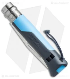 Opinel Knives No. 8 Outdoor Stainless Steel Knife Blue (3.25" Serr) 7 Opinel Knives No. 8 Outdoor Stainless Steel Knife Blue (3.25" Serr) -Knife Shop opinel knives no8 outdoor ss blue serr BHQ 14359 er spine