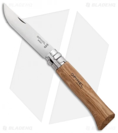 Opinel Knives No. 8 Stainless Steel Knife Oak (3.25" Satin) #8 SS 3 Opinel Knives No. 8 Stainless Steel Knife Oak (3.25" Satin) #8 SS