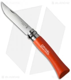 Opinel Knives No. 7 Stainless Steel Knife Orange Beech Wood (3" Satin) #7 SS