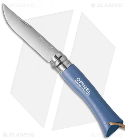 Opinel No 7 Trekking Stainless Steel Knife Blue + Leather (3.25" Satin) 3 Opinel No 7 Trekking Stainless Steel Knife Blue + Leather (3.25" Satin)