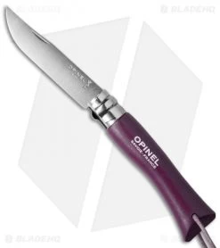 Opinel No 7 Trekking Stainless Steel Knife Plum + Leather (3.25" Satin)