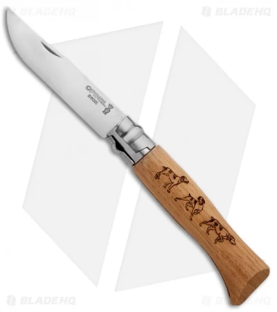 Opinel Knives No. 8 Stainless Steel Knife Oak (3.25" Satin) #8 SS Dogs 3 Opinel Knives No. 8 Stainless Steel Knife Oak (3.25" Satin) #8 SS Dogs