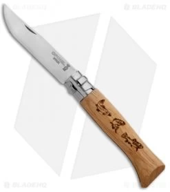 Opinel No. 8 Stainless Steel Folding Knife Oak (3.25" Satin) #8 SS Trout