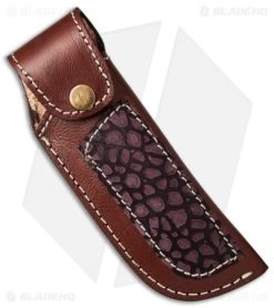 Venture 7.5" V114C Leather Fixed Blade Belt Sheath Brown W/Purple Overlay